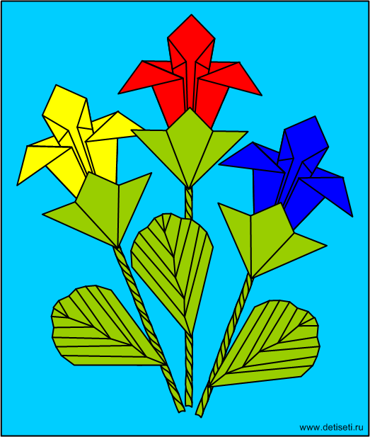 Легкий цветок оригами ирис